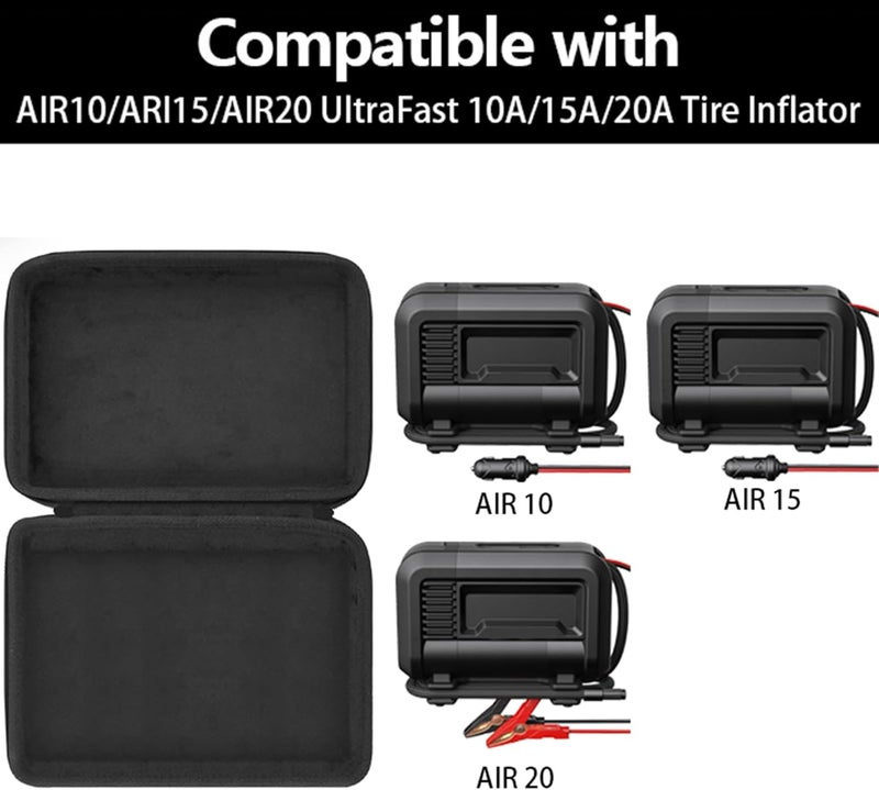 Baval for NOCO AIR10/AIR15/AIR20 UltraFast 10A/15A/20A Tire Inflator,12V Portable Air Compressor Pump Hard Carrying Case (Black Case) - Image 3